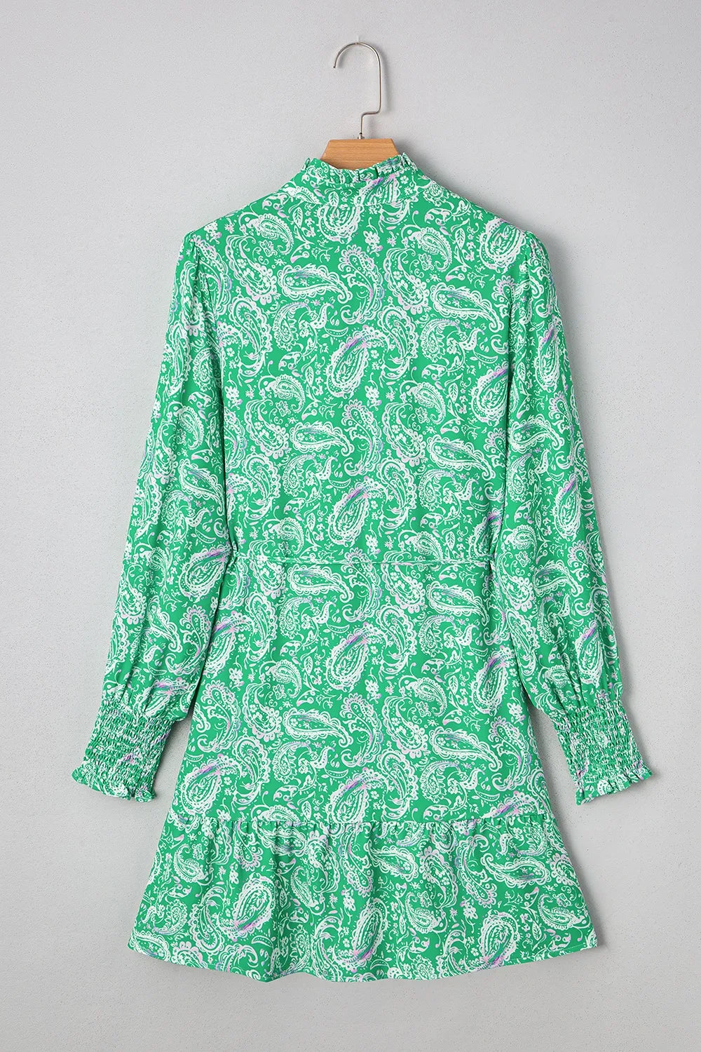 Ruffled Hem Long Sleeve Shirt Dress -