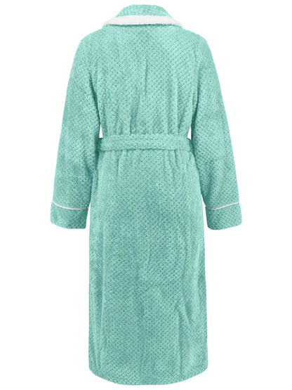Contrast Trim Tie Waist Lounge Nightgown -
