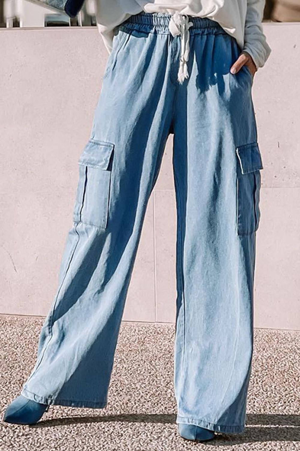 Drawstring Wide Leg Jeans