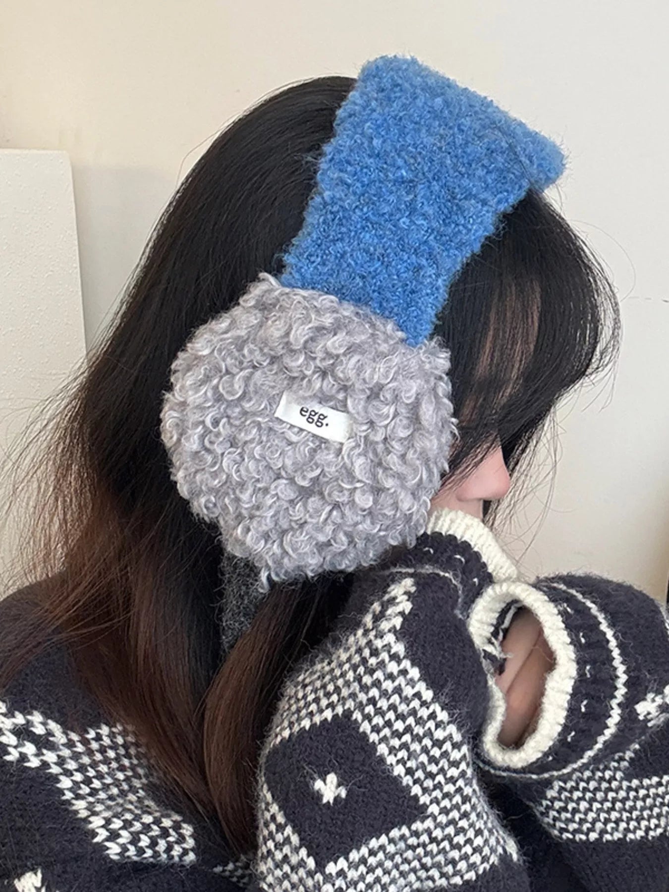 Cozy Sherpa Earmuff - Gray Blue One Size