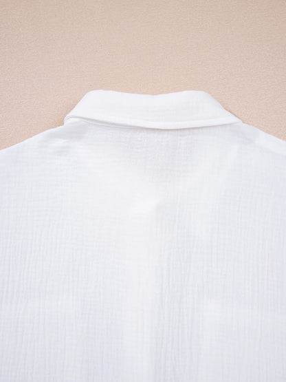 Lace Sleeve Button Down Shirt -