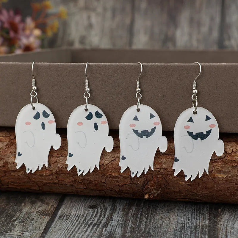 2-Piece Alloy Acrylic Ghost Dangle Earrings -