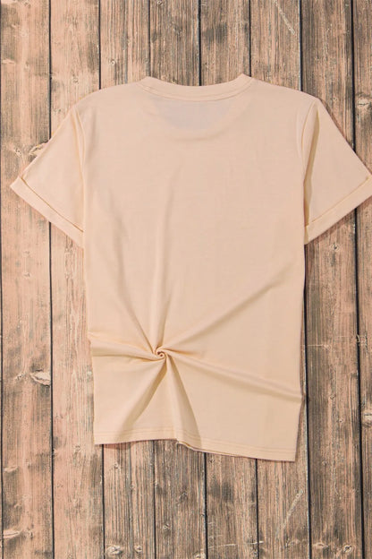 Pumpkin Round Neck Short Sleeve T-Shirt -
