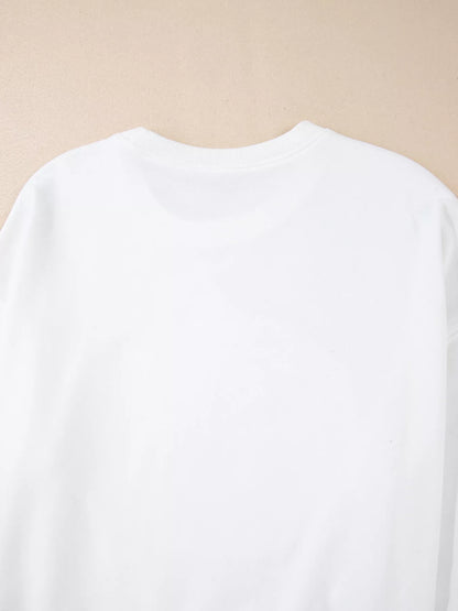 Pumpkin Patched Pattern Long Sleeve Sweatshirt - White