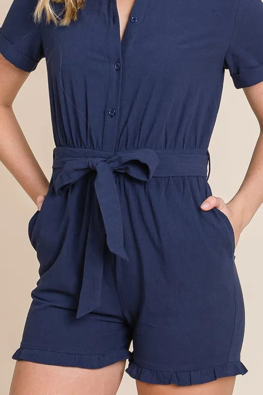 Collared Button-Down Romper -