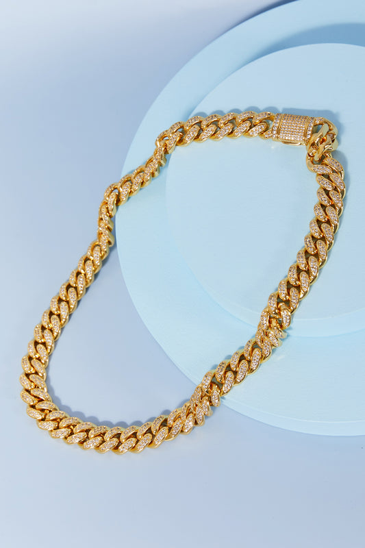 Brass Curb Chain Necklace - Gold One Size