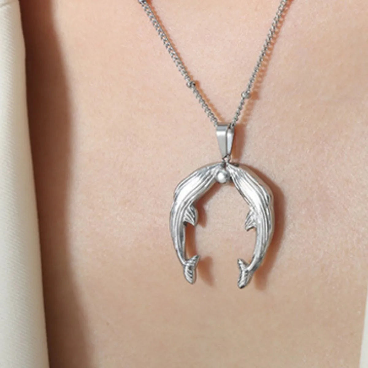 Gold Dolphin Jewelry Set with Necklace and Earrings -