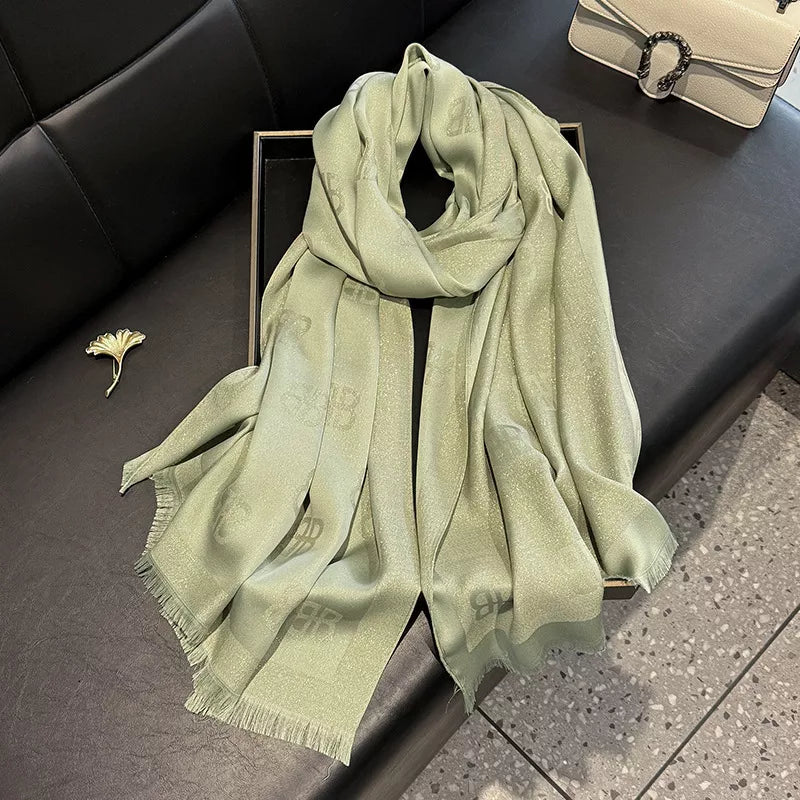 Raw Hem Scarf - Light Green One Size