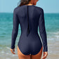 Round Neck Long Sleeve One-Piece Swimwear | AdoreStarr