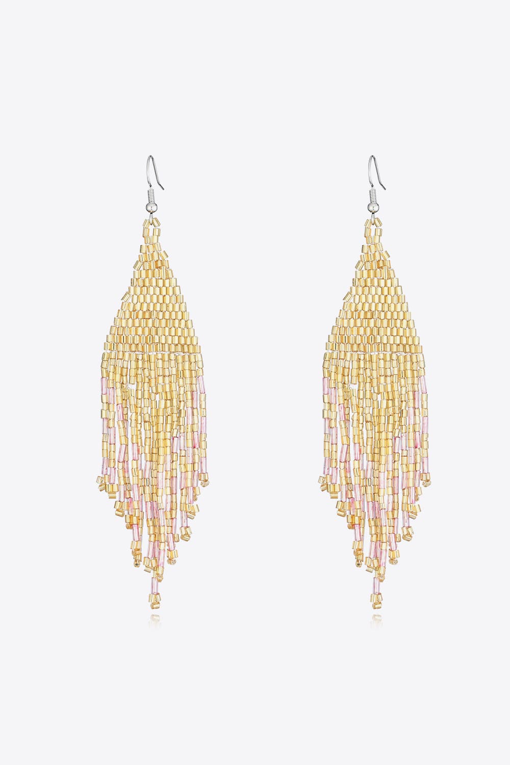 Beaded Dangle Earrings - Light Yellow One Size