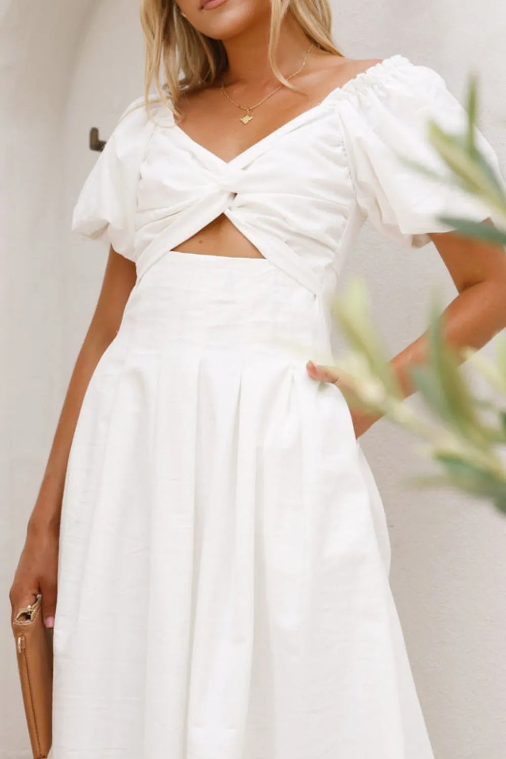 Sweetheart Neck Puff Sleeve Dress -