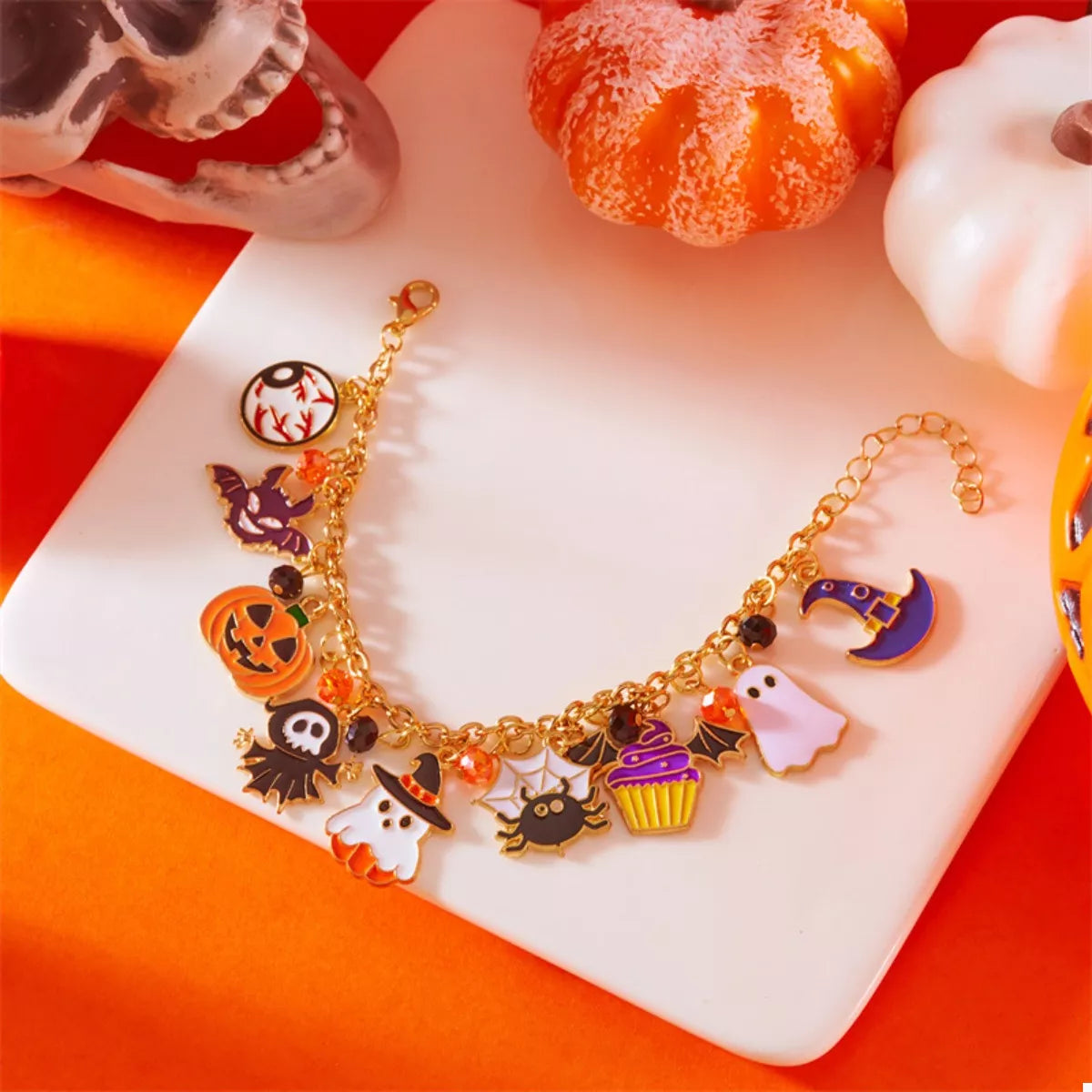 18K Gold-Plated Halloween Charm Bracelet - Style B One Size