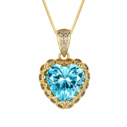 Heart-Shaped Aquamarine Pendant Necklace -