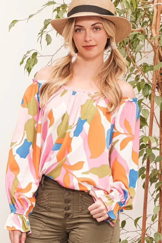 Abstract Print Long Sleeve Top -