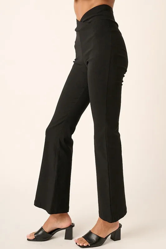 Surplice V-Waist Flare Pants -