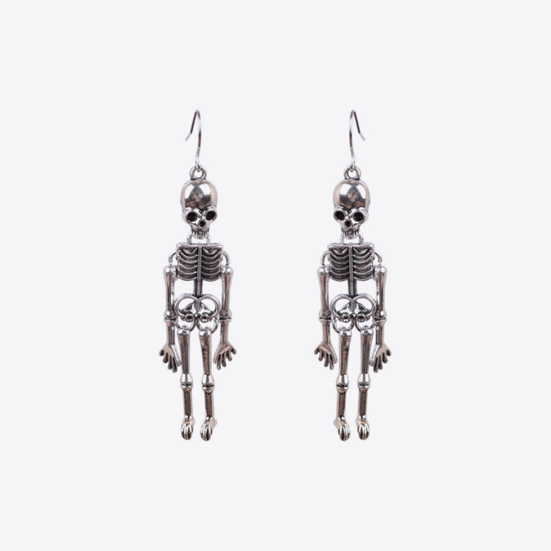 Skeleton Alloy Earrings - Silver One Size