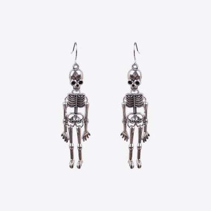 Skeleton Alloy Earrings - Silver One Size