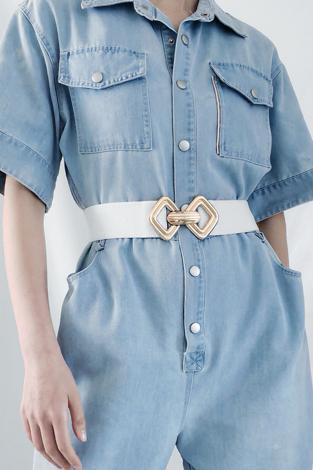 Geometric Buckle Elastic Wide Belt -