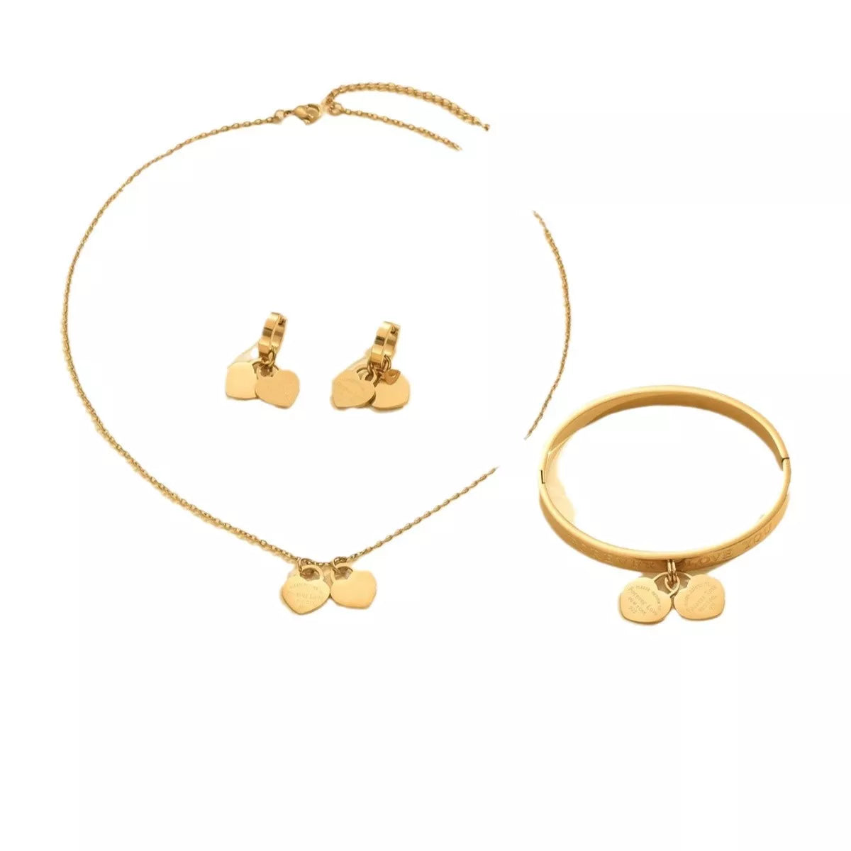 Gold-Plated Heart Jewelry Set -
