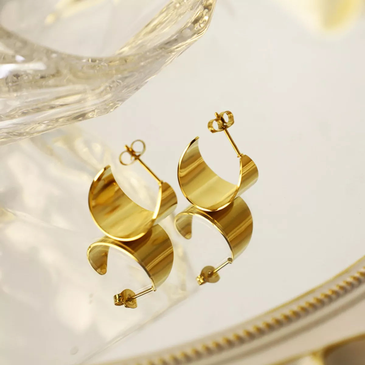 18K Gold-Plated Stud Earrings -
