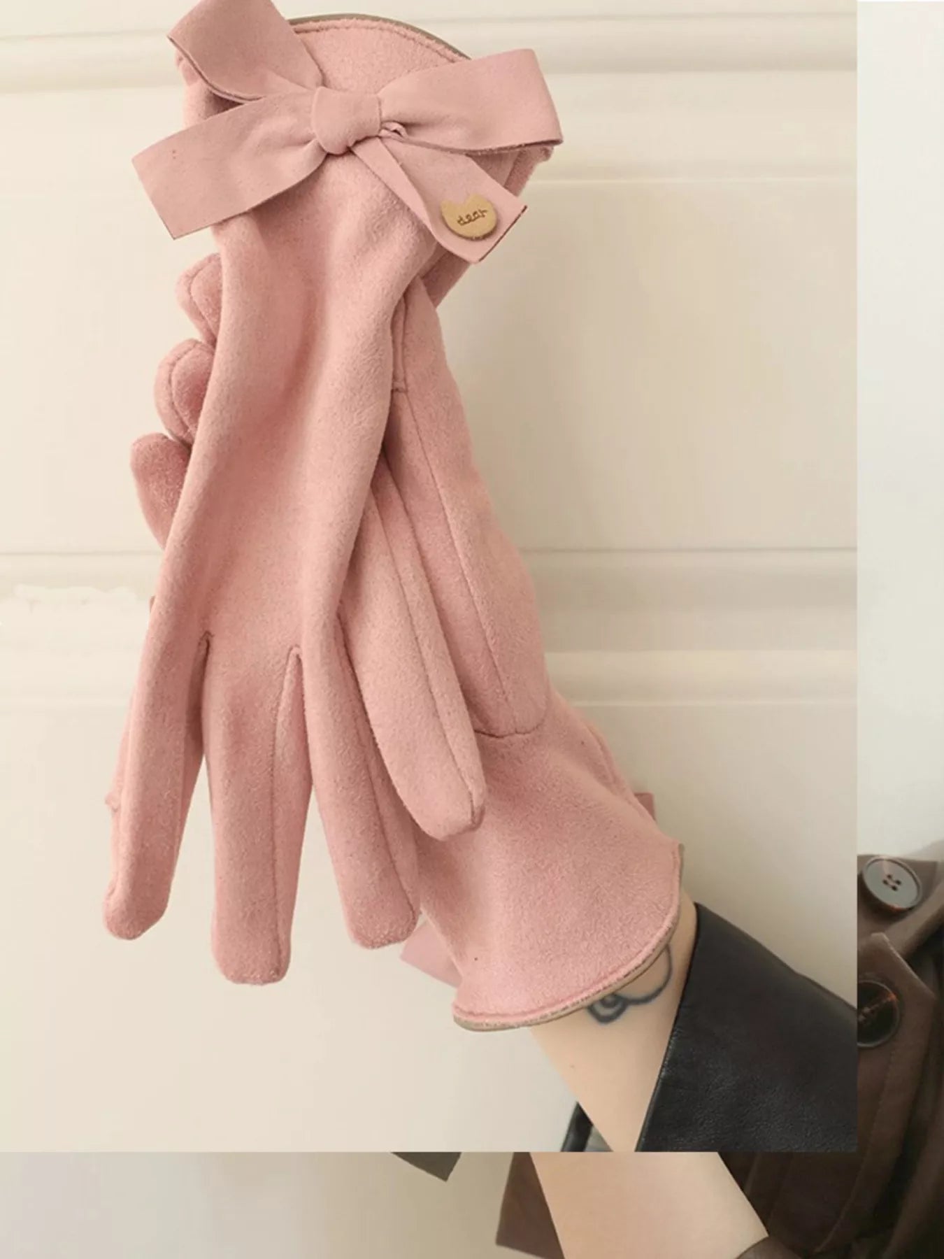 Bow-Decorated Gloves - Pink One Size