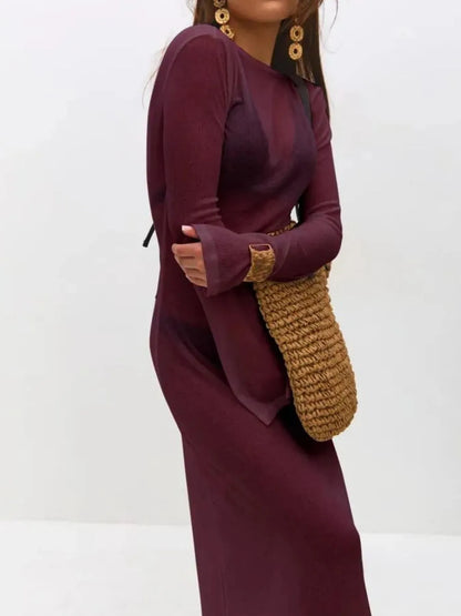 Backless Long Sleeve Maxi Cover-Up -