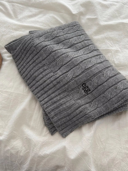 Ribbed Knitted Winter Scarf -