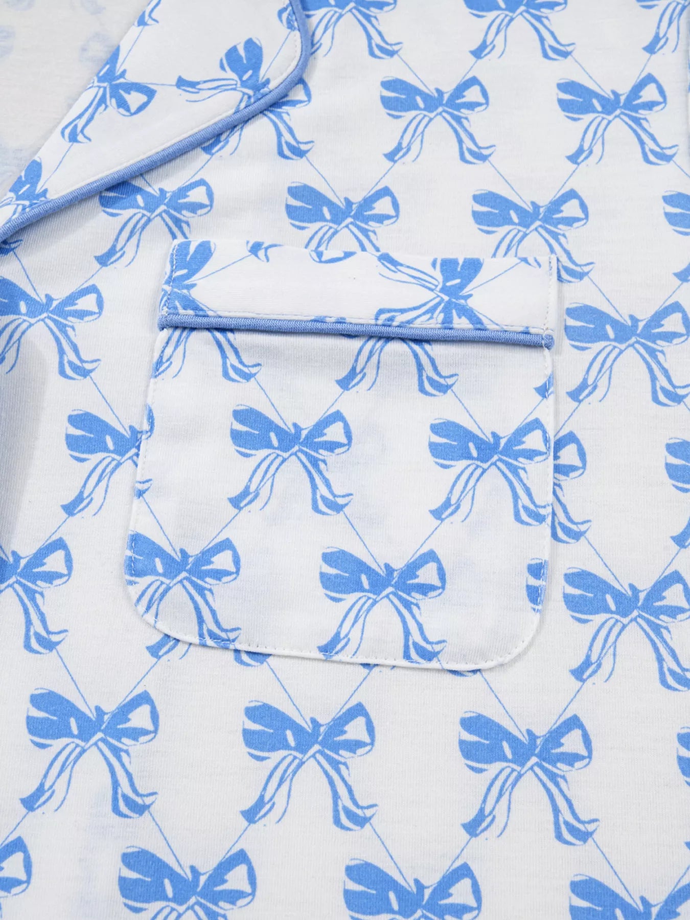 Bow Print Long Sleeve Shirt and Pants Pajama Set -