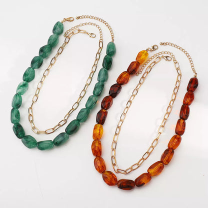 Colorful Beaded Chain Necklace -