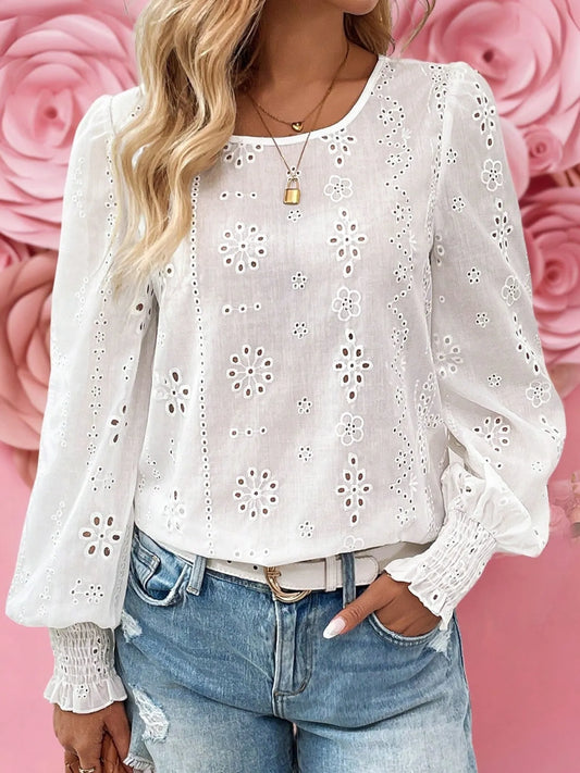 Eyelet Long Sleeve Blouse -