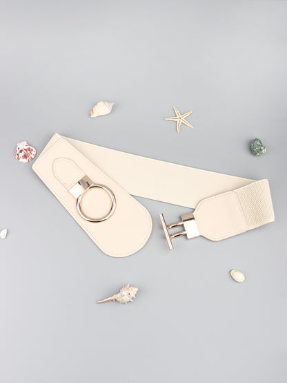 PU Elastic Wide Belt with Alloy Buckle -