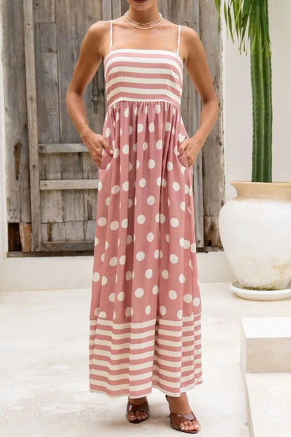 Polka Dot Square Neck Cami Dress -