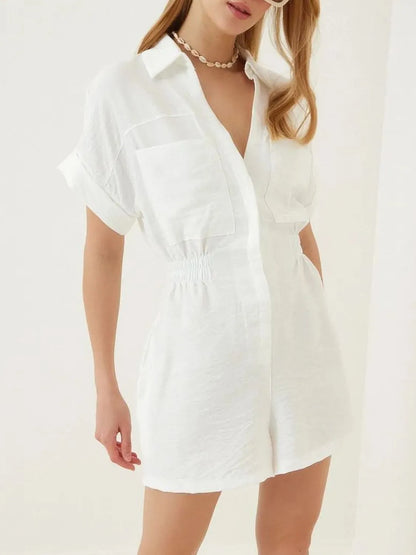 Johnny Collar Short Sleeve Romper -