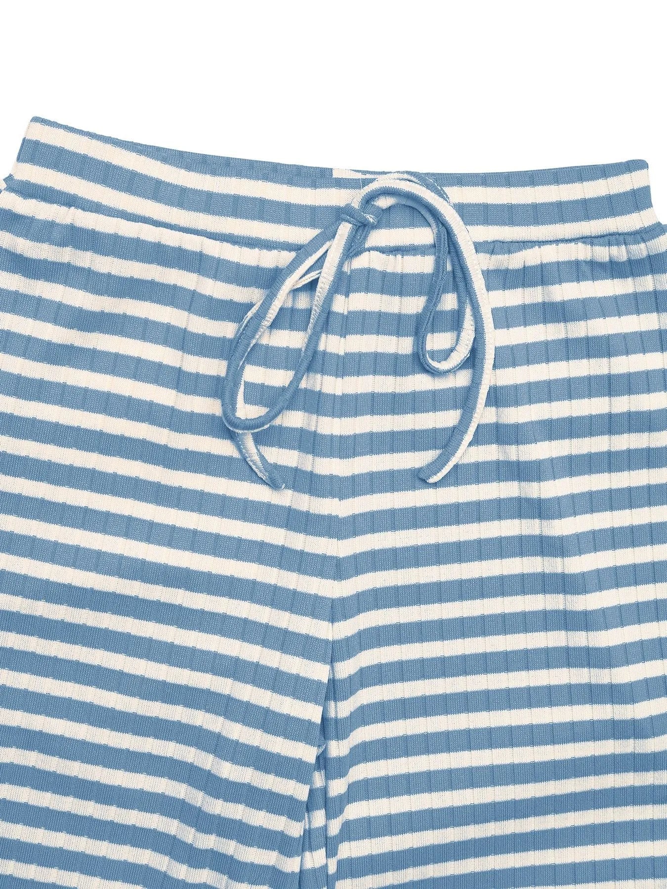 Striped Square Neck Top and Pants Lounge Set -
