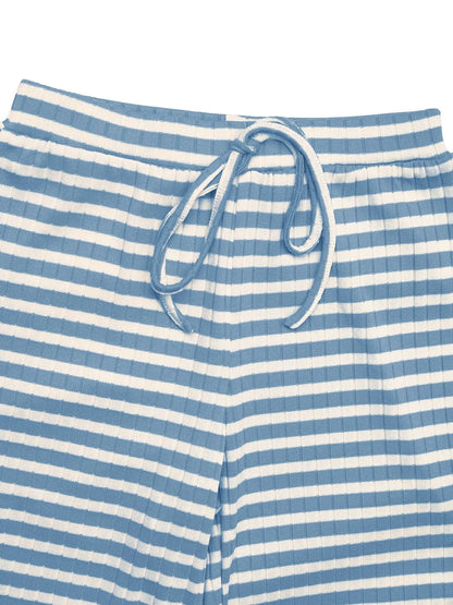 Striped Square Neck Top and Pants Lounge Set -