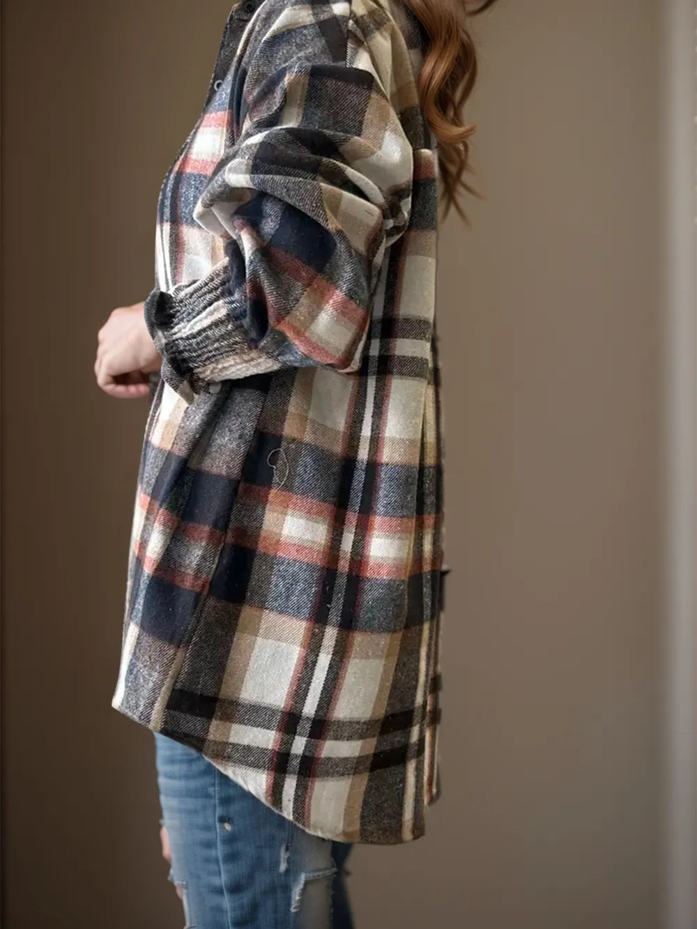 Plaid Button Up Long Sleeve Shirt - Multicolor