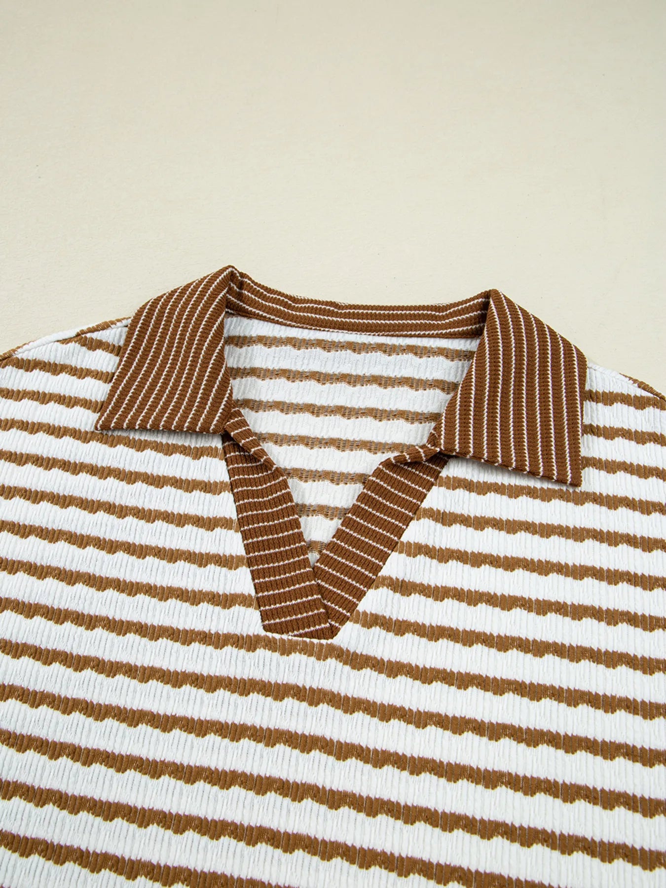 Stripe Collared Top and Drawstring Pant Set -