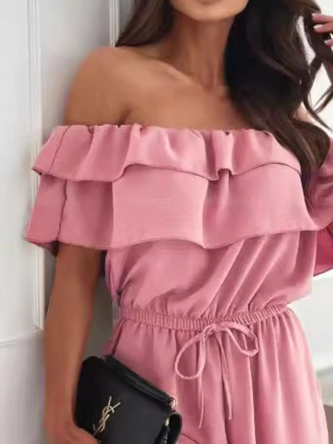 Off-Shoulder Ruffled Wide Leg Jumpsuit -