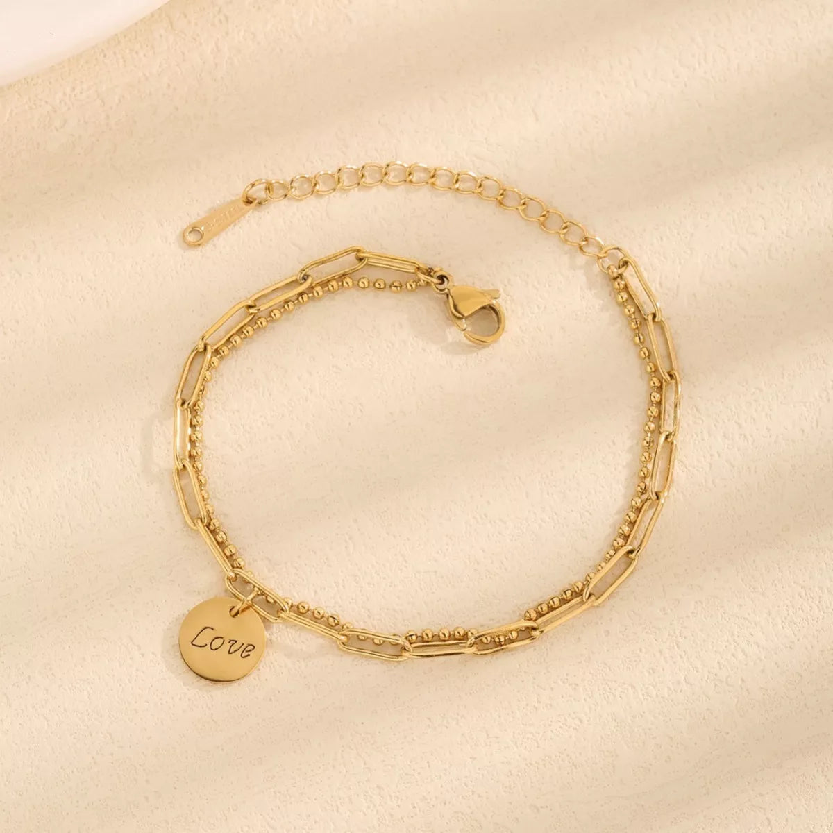 Gold-Plated Letter LOVE Charm Bracelet -