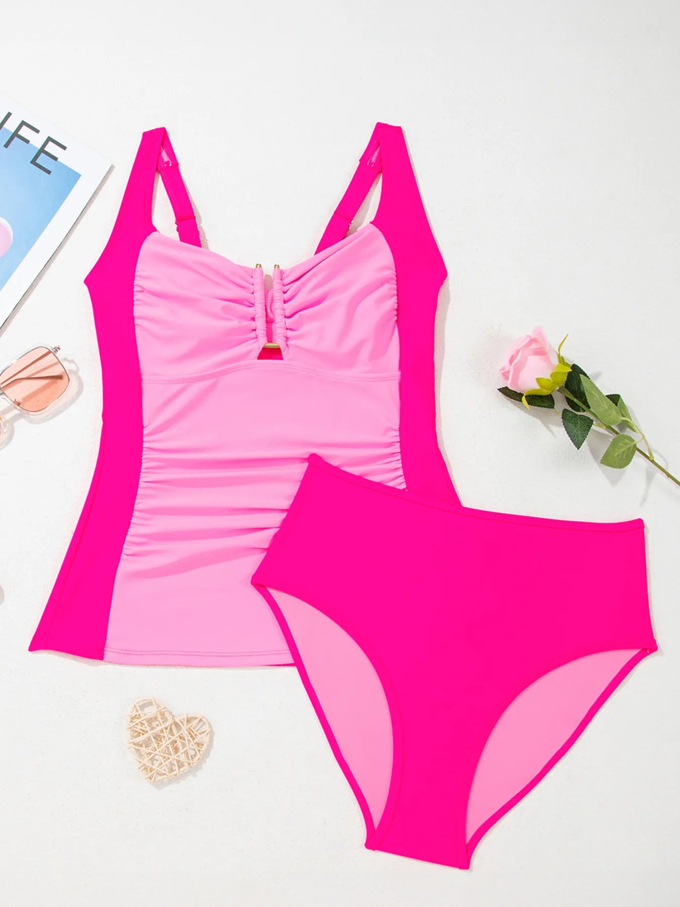 Ruched Tummy Control Tankini Swimsuit -
