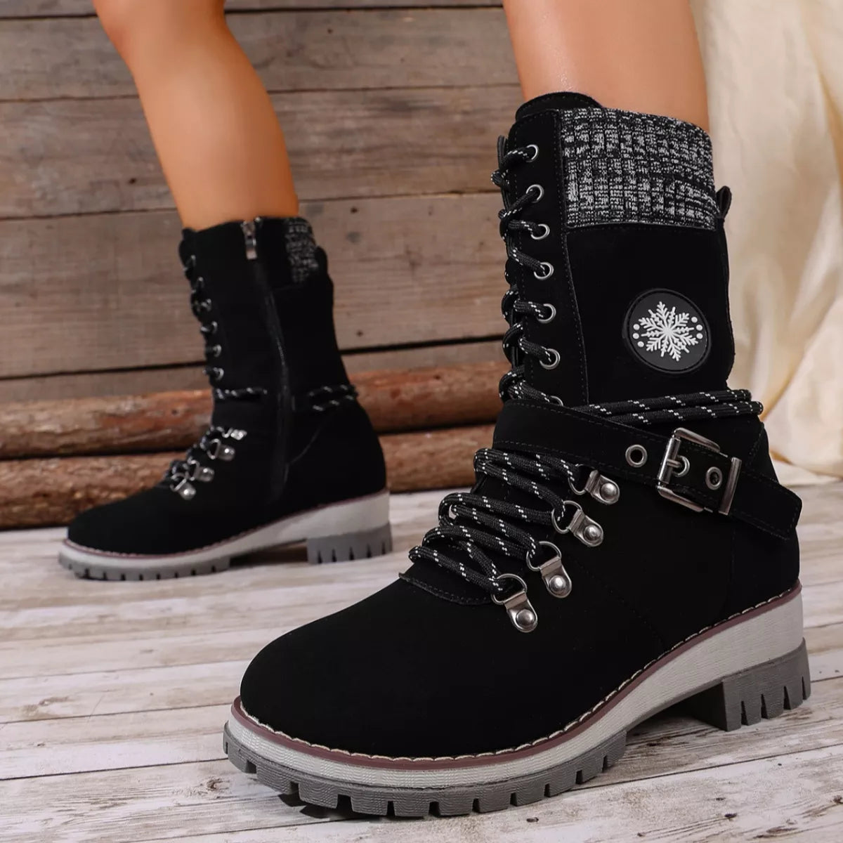 Lace-Up Ankle Combat Boots -
