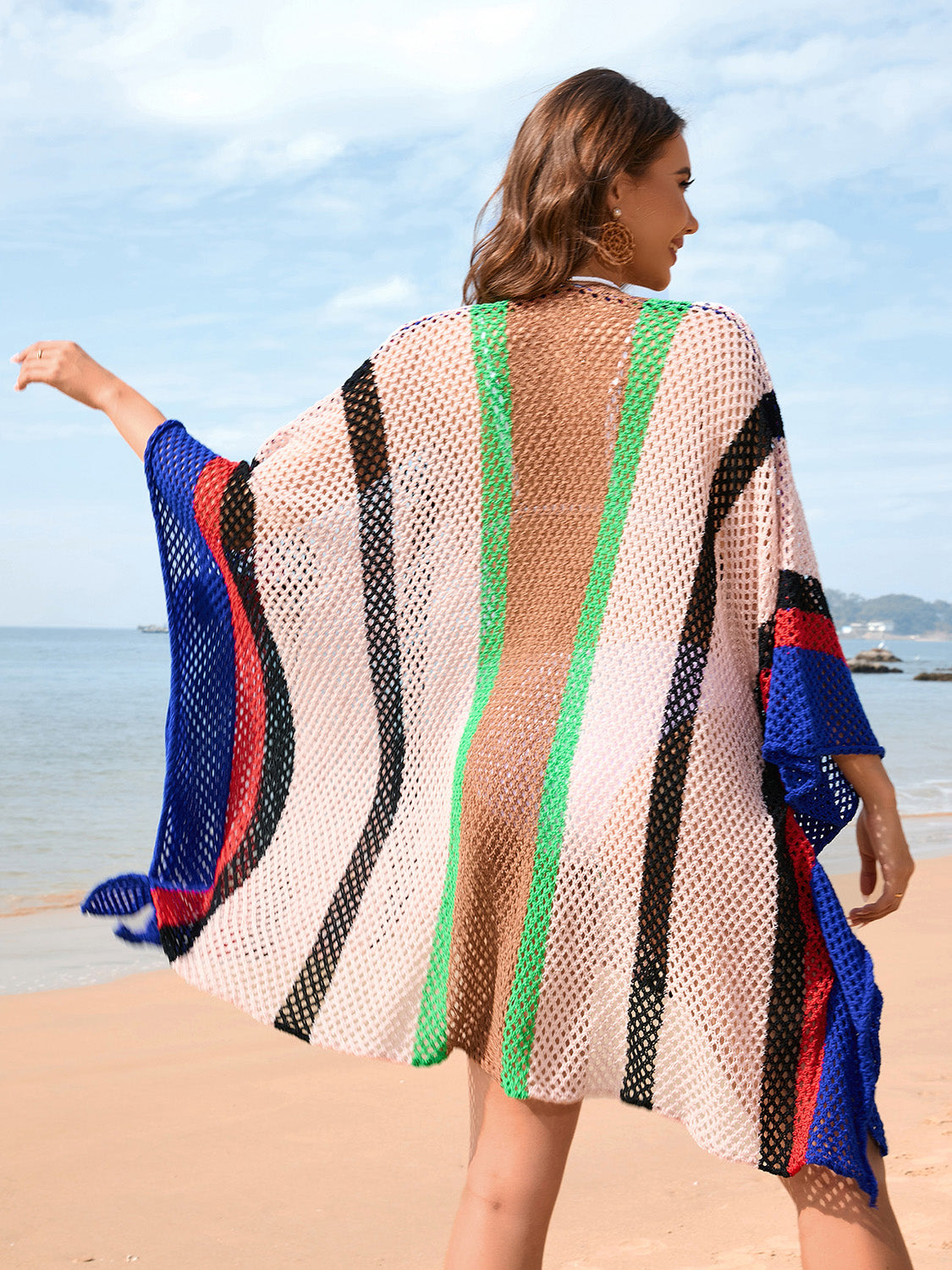 Openwork Color Block Plunge Cover-Up | AdoreStarr