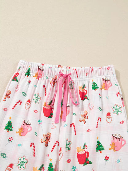 Holiday Print Short Sleeve Shirt and Pants Pajama Set -