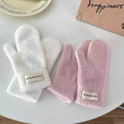 Warm Plush Knitted Mitten Gloves -