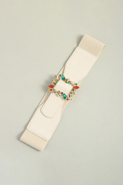 Multicolored Leaf Buckle Elastic Belt -