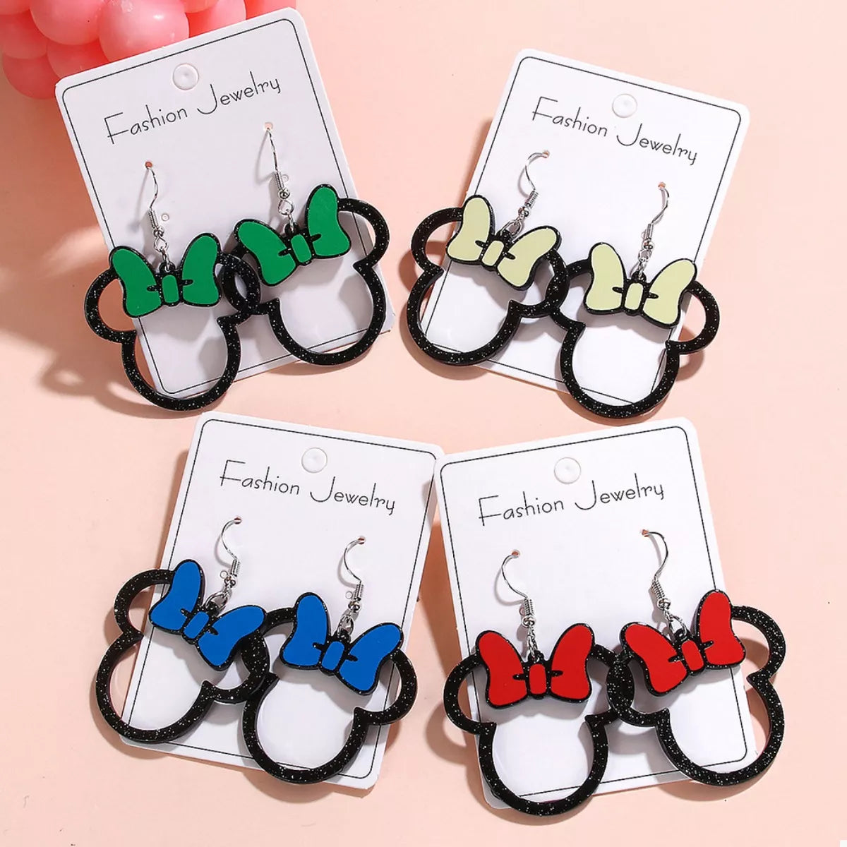 Mickey Mouse Bow Drop Earrings -