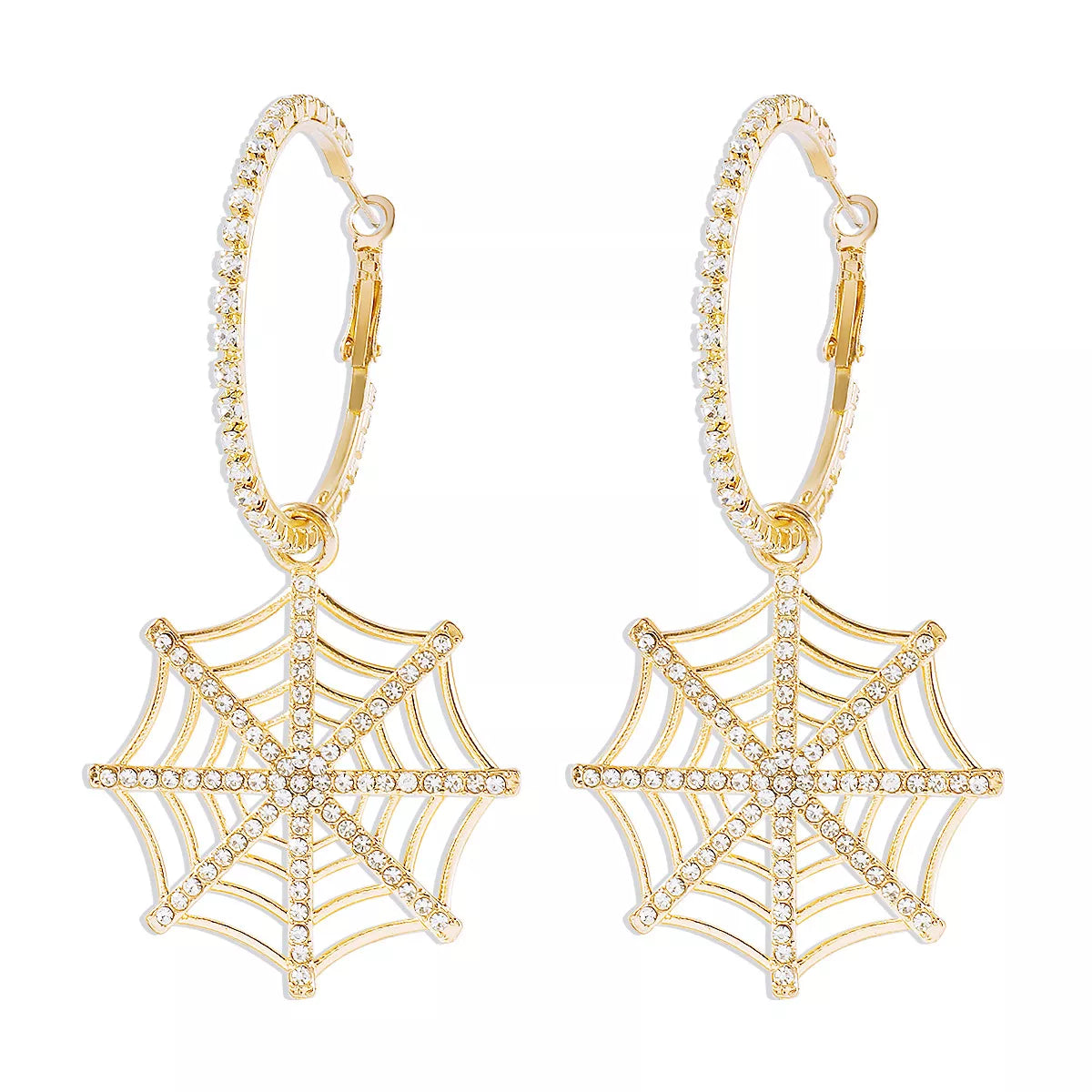Spider Web Dangle Hoop Earrings -