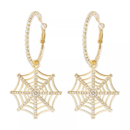 Spider Web Dangle Hoop Earrings -