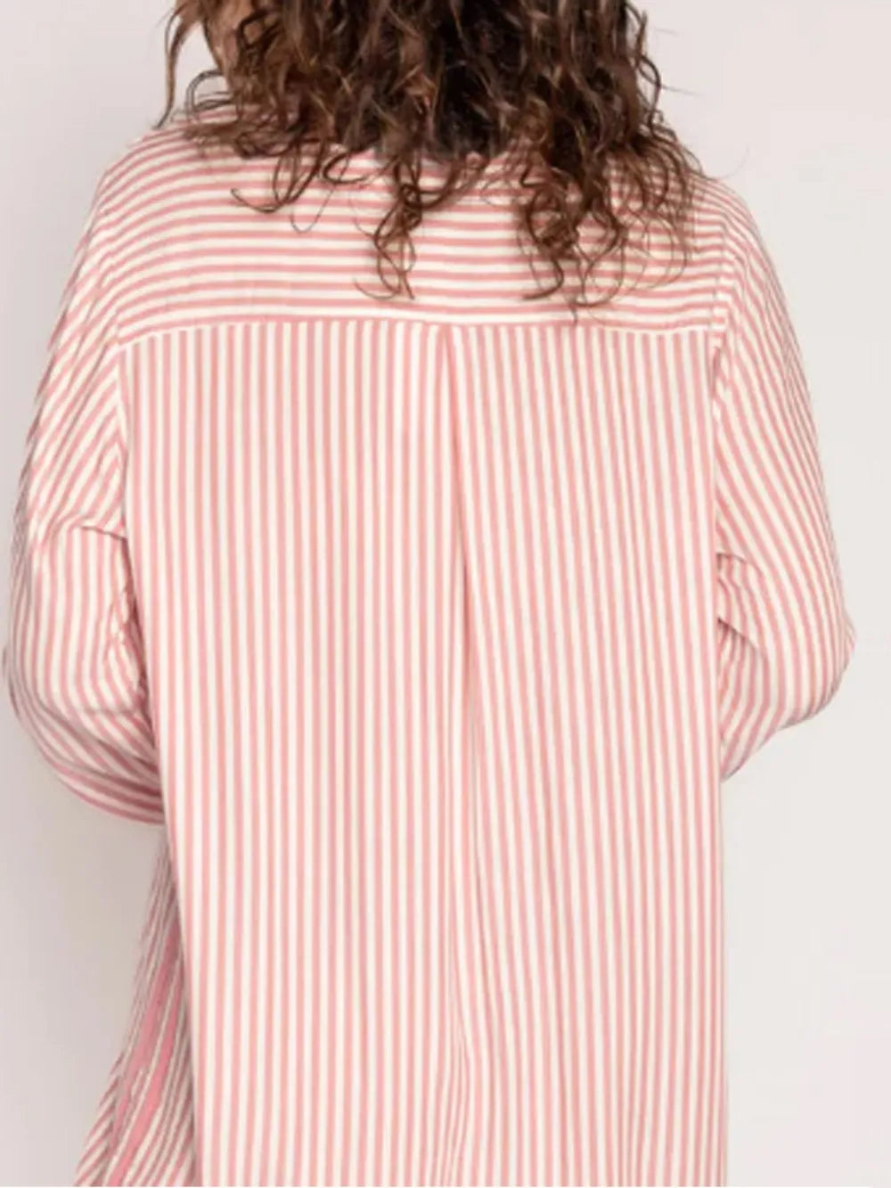Striped Collared Neck Long Sleeve Top and Shorts Lounge Set -
