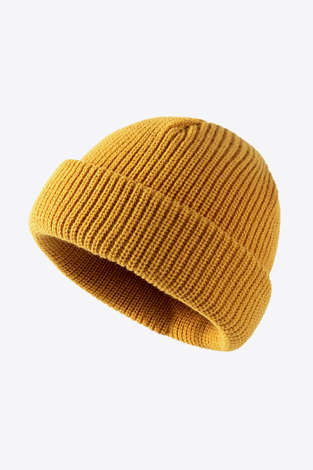 Calling For Winter Rib-Knit Beanie - Mustard One Size